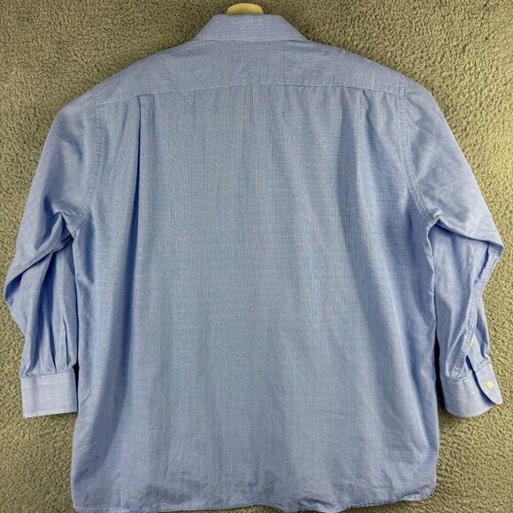 Gitman Bros Dress Shirt Mens 18 34 Blue Plaid Business Casual Preppy Wedding - Picture 6 of 12